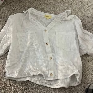 cropped white collared shirt